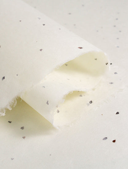 Close-up of a piece of white paper with seed inclusion