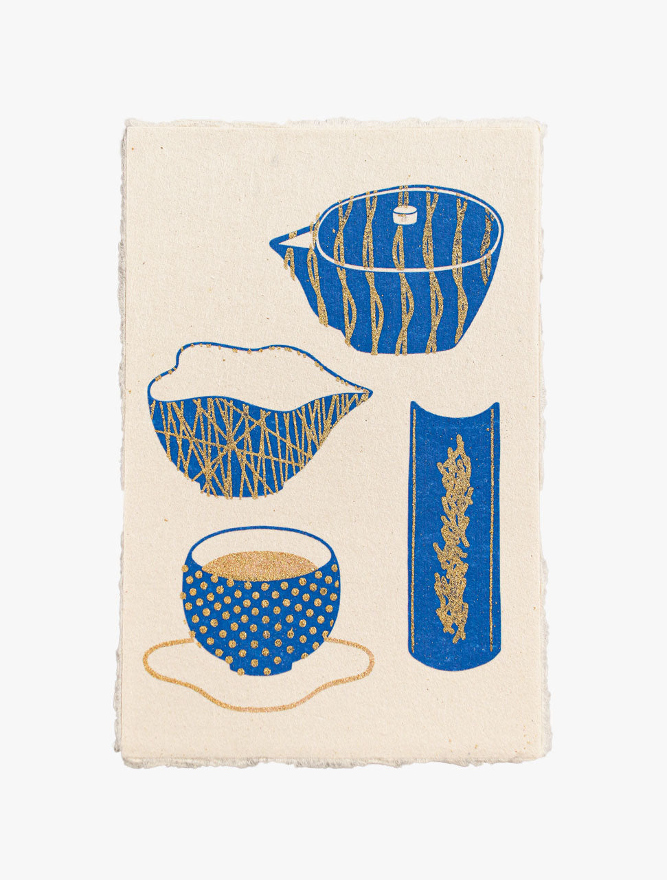 Gilded Washi Postcard - Tea Set