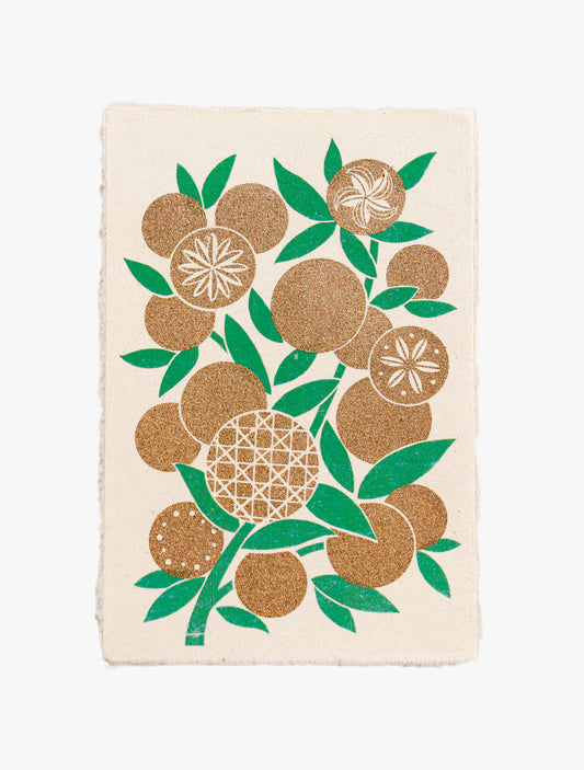 Gilded Washi Postcard - Mandarin, Gold