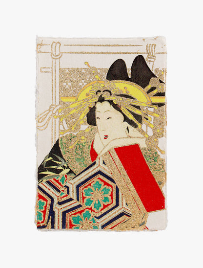 Gilded Washi Postcard - Oiran, Gold